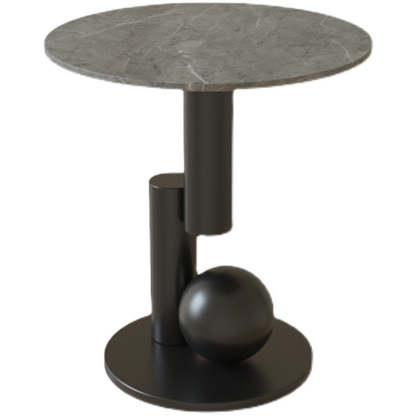 Art Deco Round Marble Iron Side Table