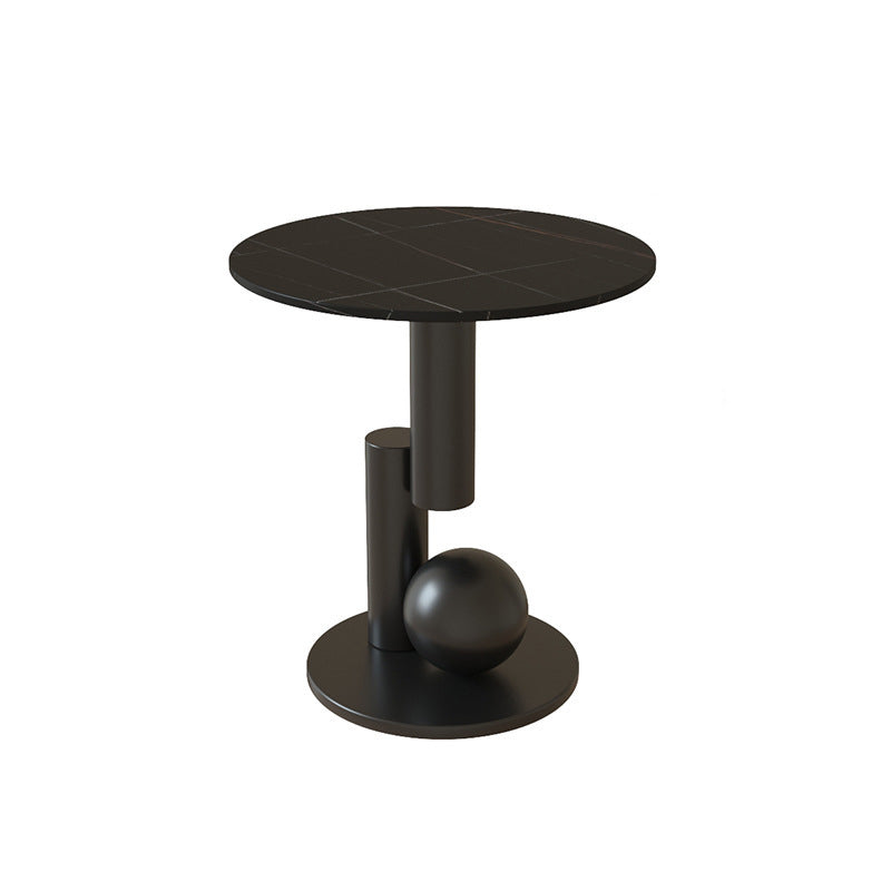 Art Deco Round Marble Iron Side Table