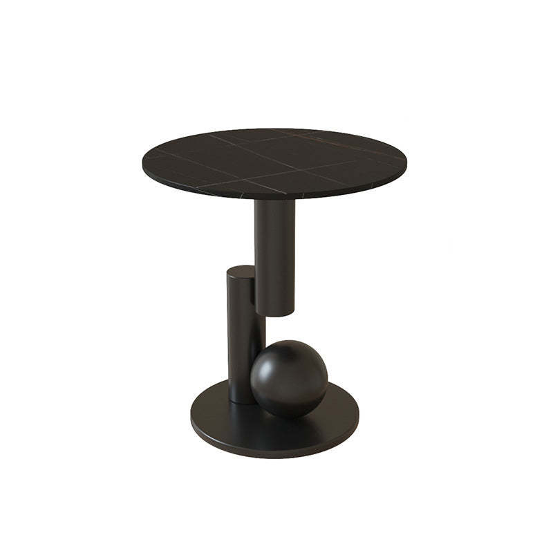 Art Deco Round Marble Iron Side Table