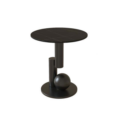 Art Deco Round Marble Iron Side Table