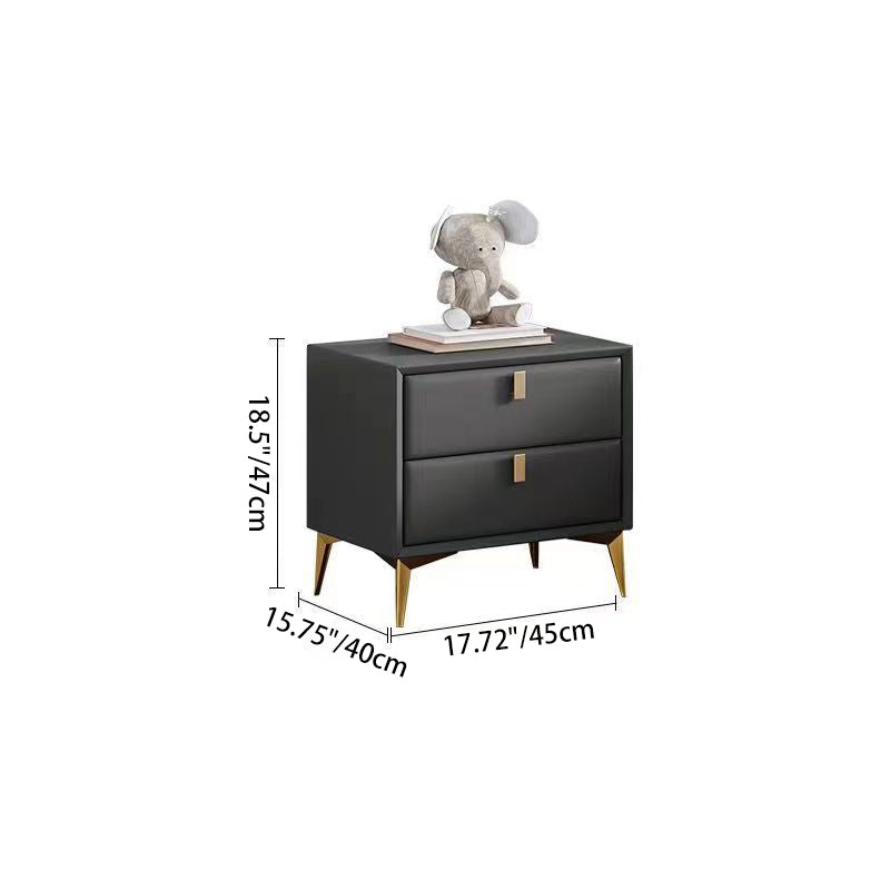 Scandinavian Solid Wood 2-Drawer Nightstand — Gray