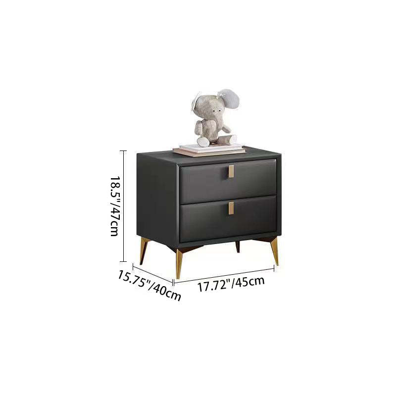 Scandinavian Solid Wood 2-Drawer Nightstand — Gray
