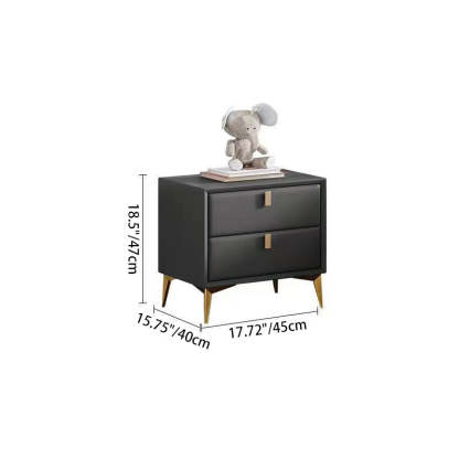 Scandinavian Solid Wood 2-Drawer Nightstand — Gray