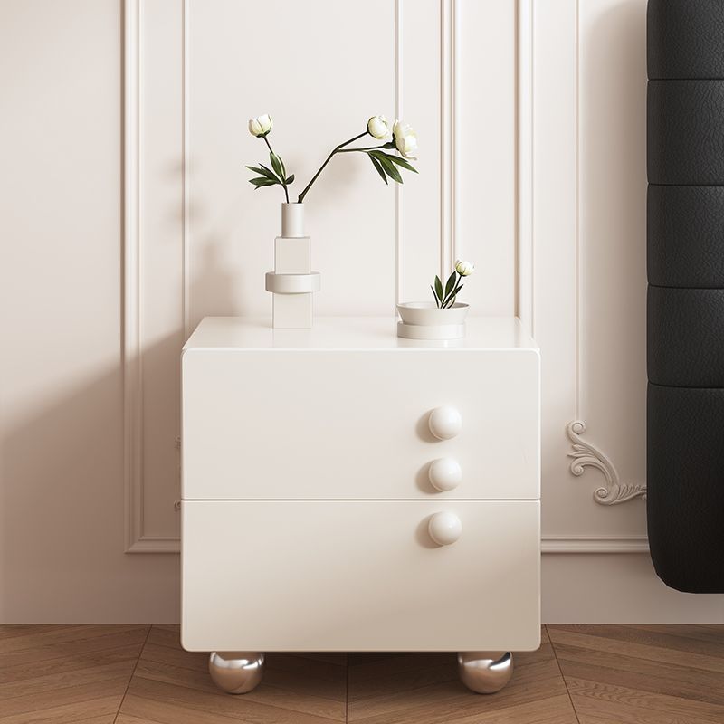 Minimalist Solid Wood Stainless Steel 2-Drawer Nightstand — Black
