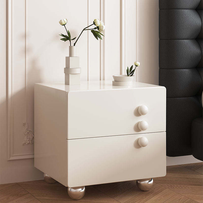 Minimalist solid stainless white steel nightstands