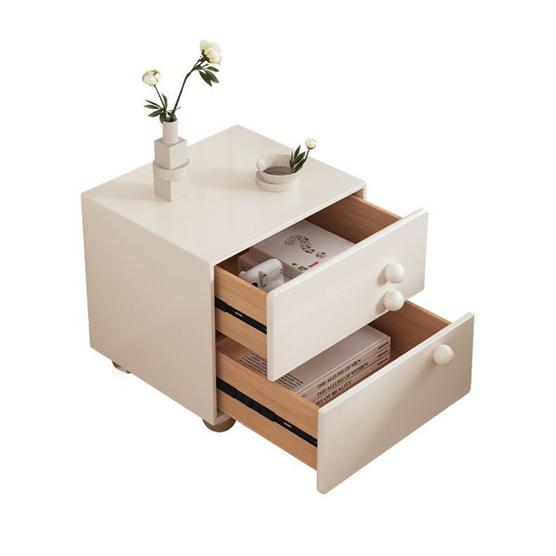 Minimalist Solid Wood Stainless Steel 2-Drawer Nightstand
