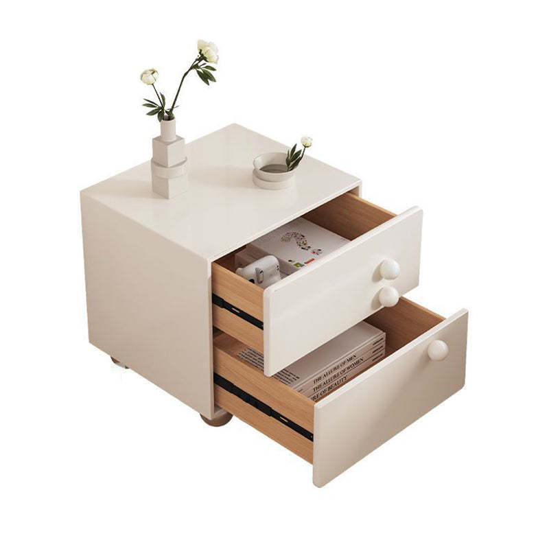 Minimalist Solid Wood Stainless Steel 2-Drawer Nightstand