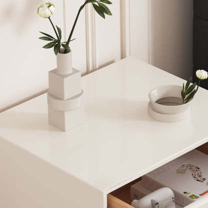 Minimalist Solid Wood Stainless Steel 2-Drawer Nightstand