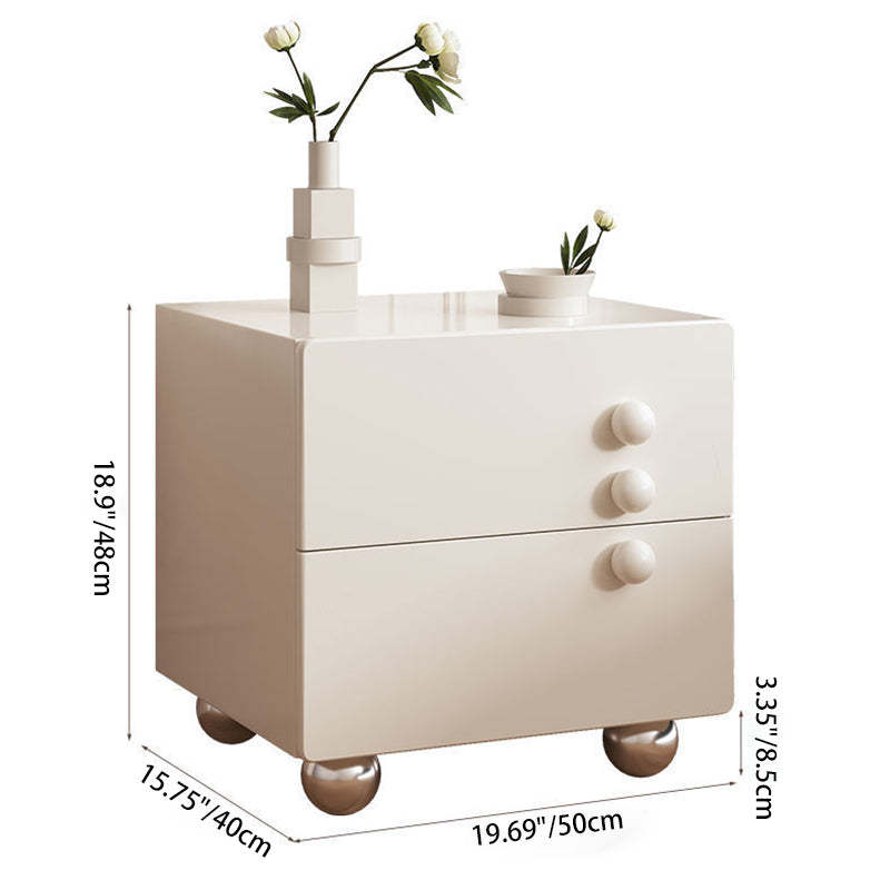 Minimalist Solid Wood Stainless Steel 2-Drawer Nightstand
