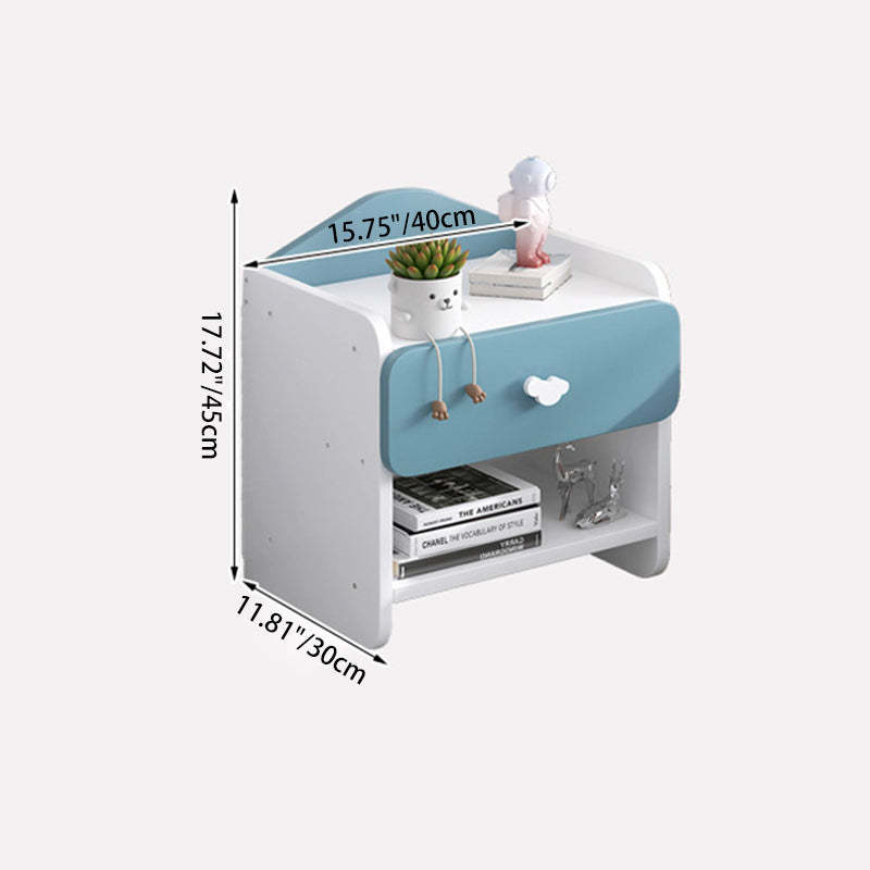 Modern Eclectic Kids Panel Nightstand — 2 Drawer / Bule
