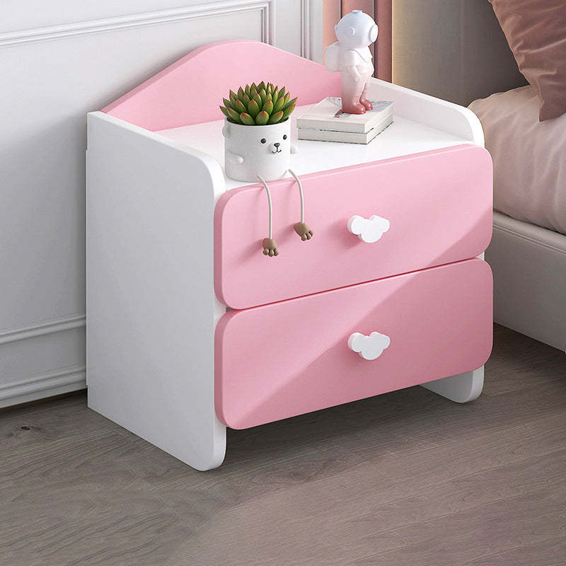 Modern Eclectic Kids Panel Nightstand — 1 Drawer / Pink