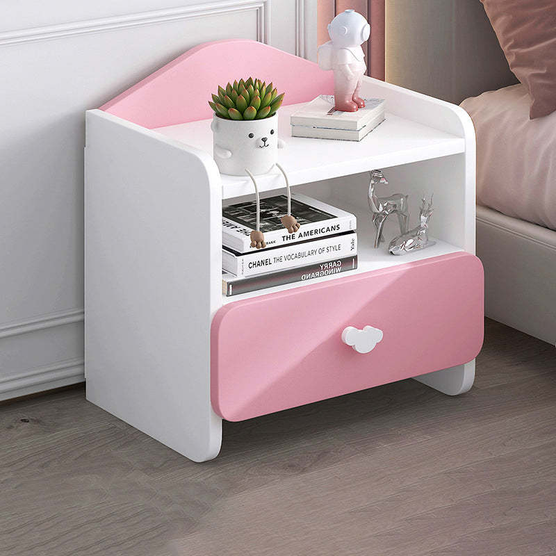 Modern Eclectic Kids Panel Nightstand — 2 Drawer / Pink