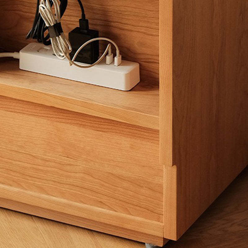 Japanese Solid Wood Glass Nightstand
