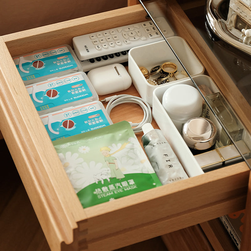 Japanese Solid Wood Glass Nightstand