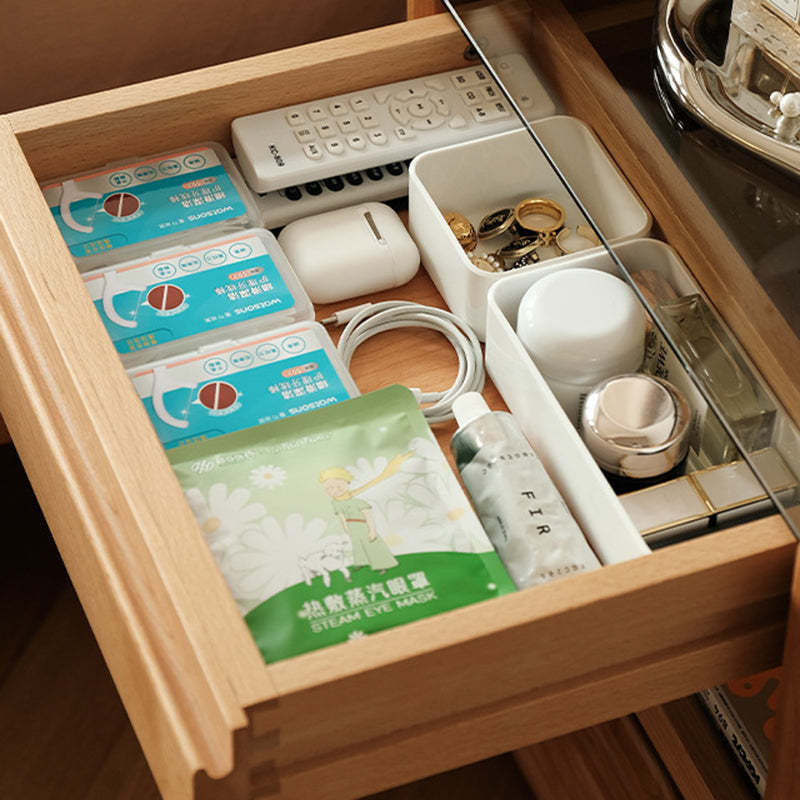 Japanese Solid Wood Glass Nightstand