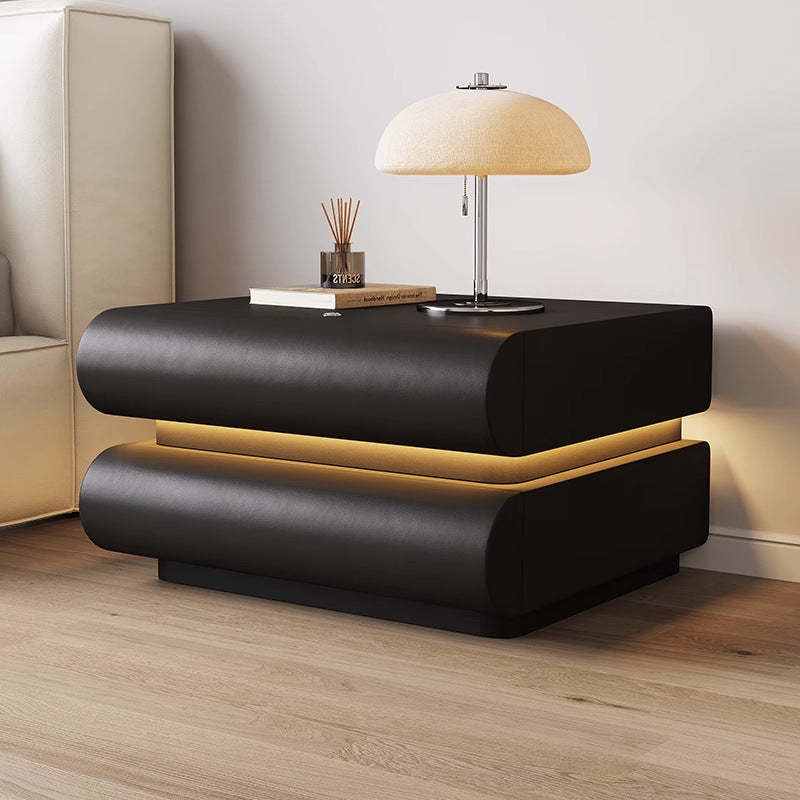 Modern Solid Wood 2-Drawer Nightstand