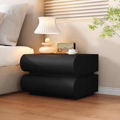 Modern Solid Wood 2-Drawer Nightstand