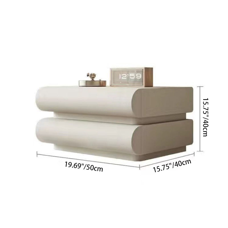 Modern Solid Wood 2-Drawer Nightstand — Champagne Color