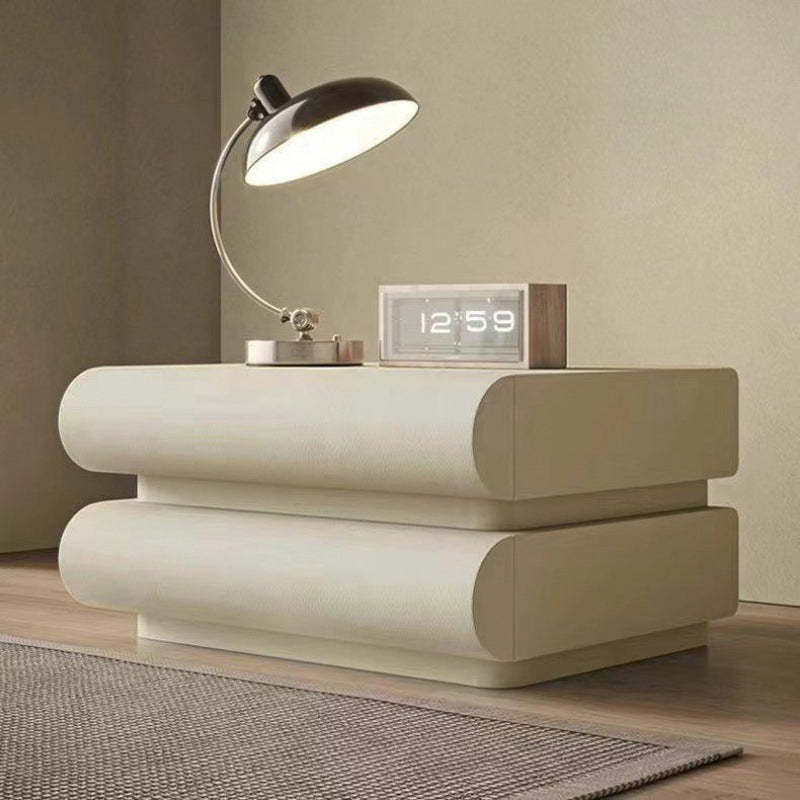 Modern Solid Wood 2-Drawer Nightstand — Gray