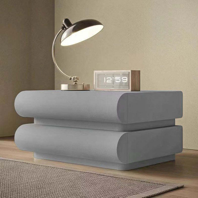 Modern Solid Wood 2-Drawer Nightstand
