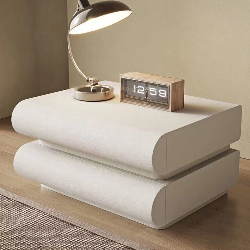 Modern Solid Wood 2-Drawer Nightstand - White