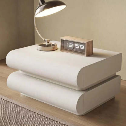 Modern Solid Wood 2-Drawer Nightstand — White