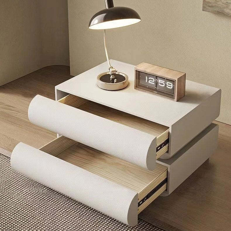 Modern Solid Wood 2-Drawer Nightstand