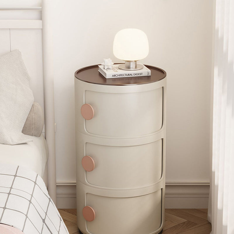 Scandinavian Round Plastic Nightstand with Storage