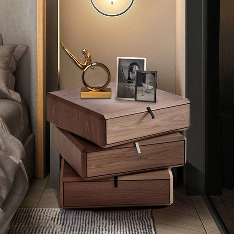Contemporary Luxury Solid Wood 3-Drawer Nightstand — Black
