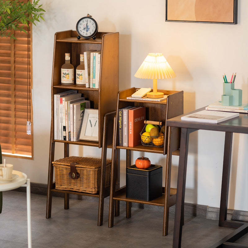 Traditional bookshelf gray bamboo bookcases — 14.5" L x 10.5" W x 58" H / Walnut