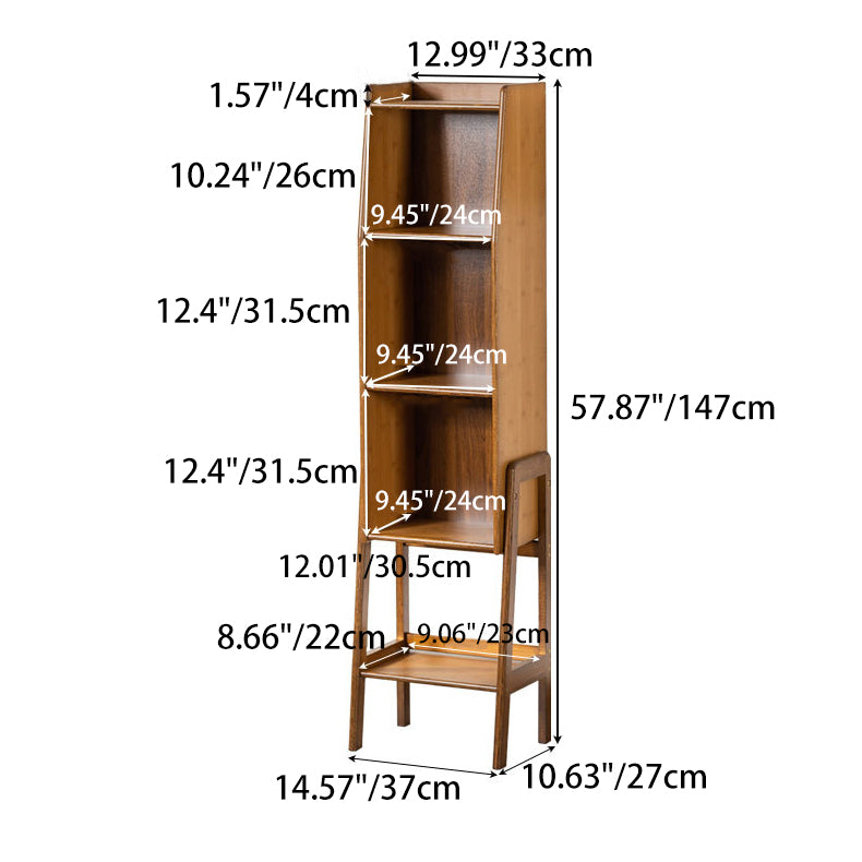 Japanese Bamboo Bookshelf — Walnut Color