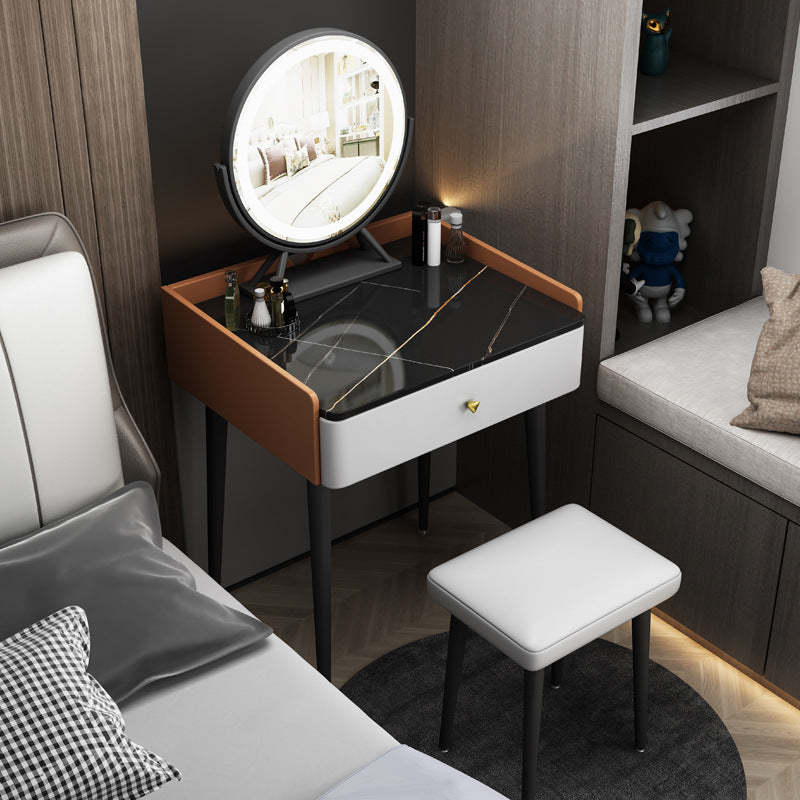 Scandinavian Rock Panel 1-Drawer Makeup Vanity — C