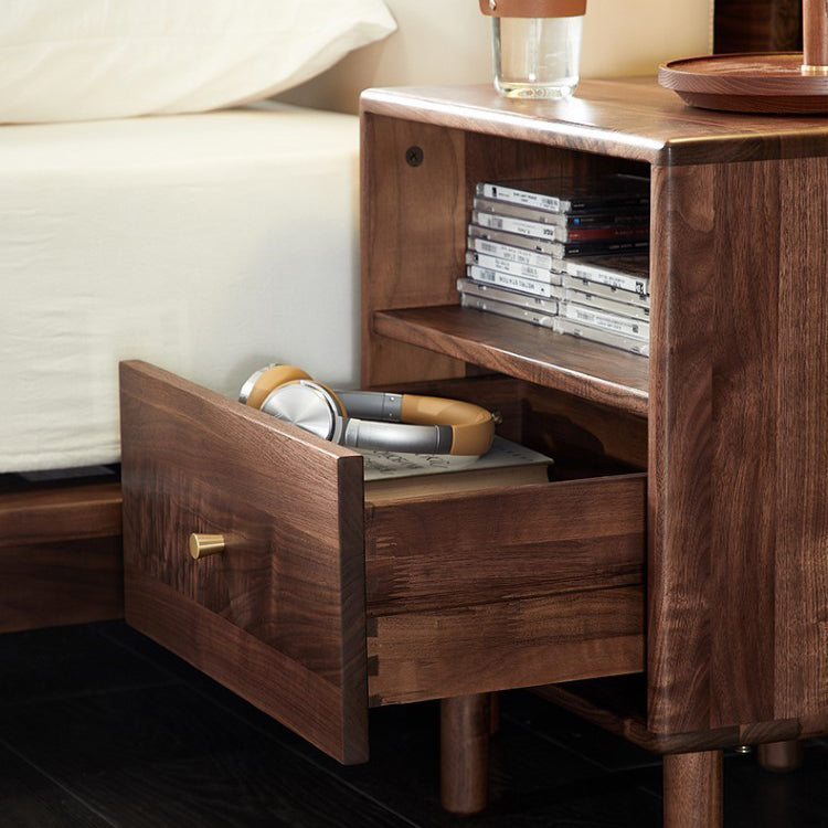 Shabby Black Walnut 1-Drawer Nightstand