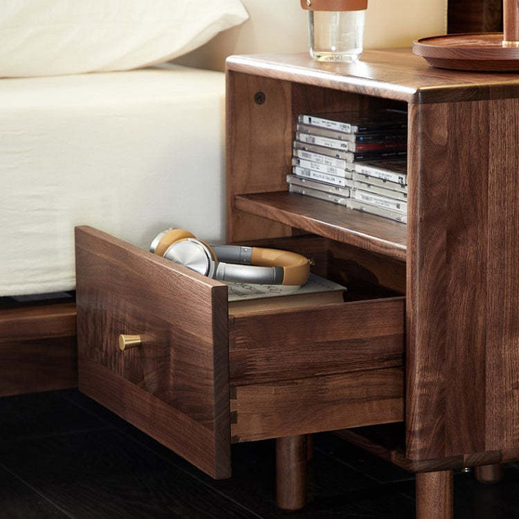 Shabby Black Walnut 1-Drawer Nightstand