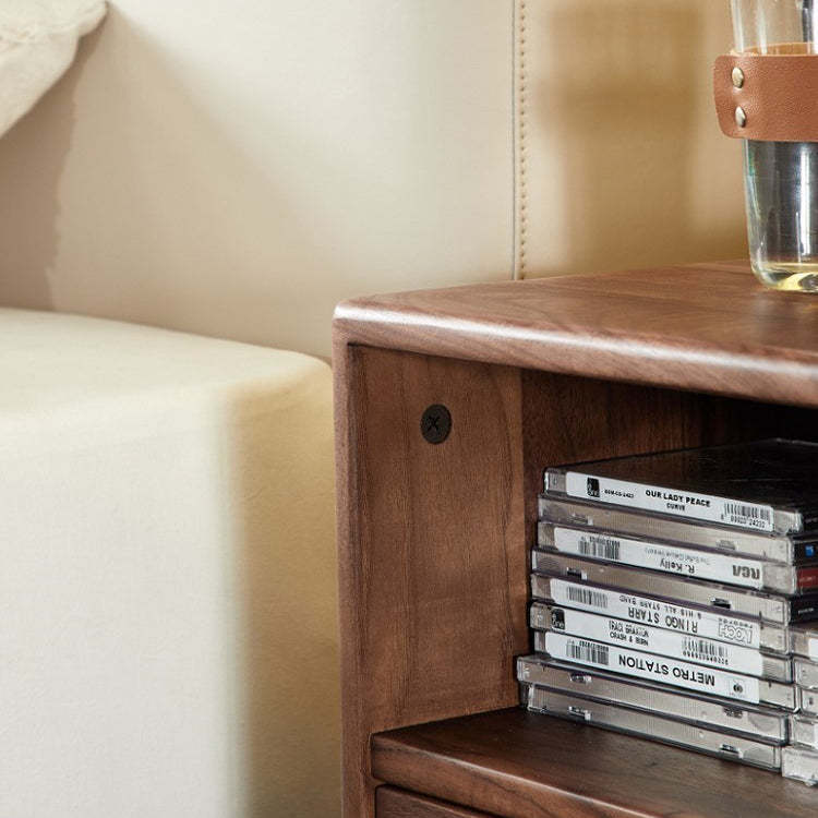 Shabby Black Walnut 1-Drawer Nightstand
