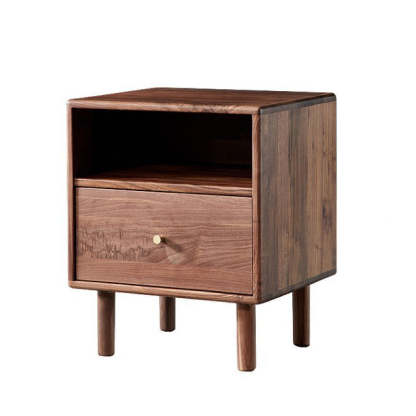 Shabby Black Walnut 1-Drawer Nightstand