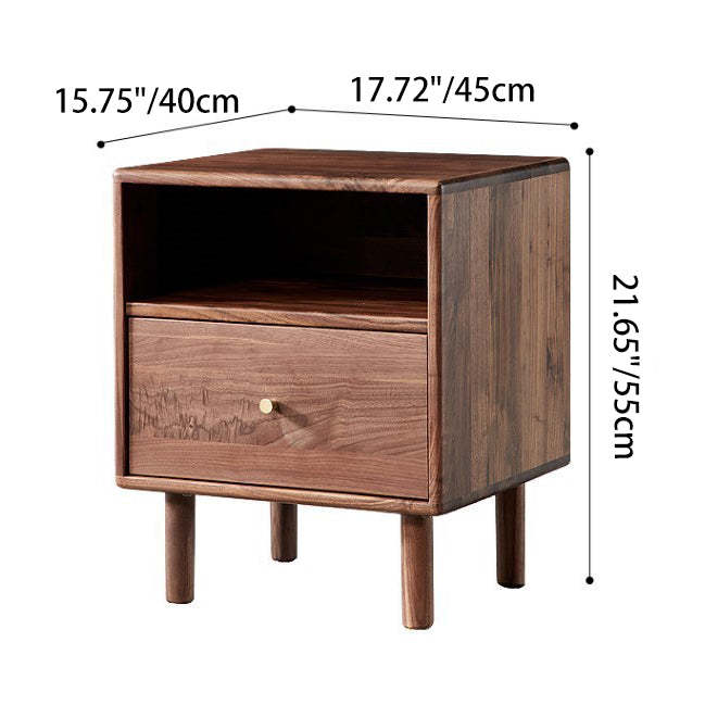 Shabby Black Walnut 1-Drawer Nightstand