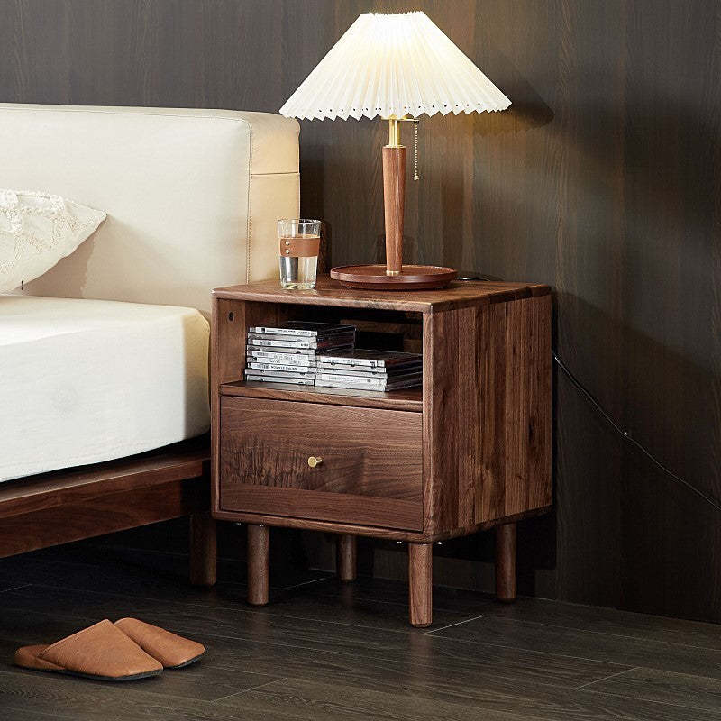Shabby Black Walnut 1-Drawer Nightstand