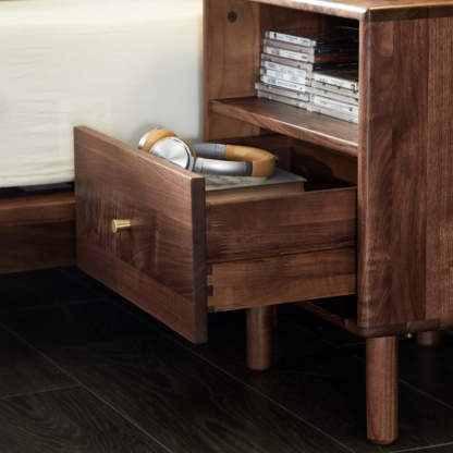 Shabby Black Walnut 1-Drawer Nightstand