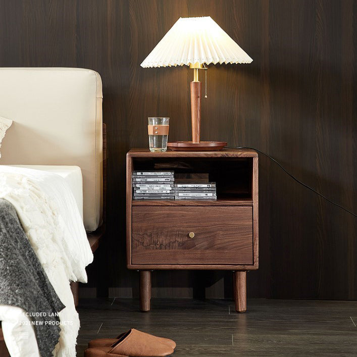 Shabby Black Walnut 1-Drawer Nightstand
