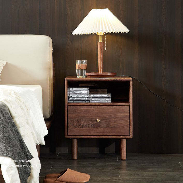 Shabby Black Walnut 1-Drawer Nightstand
