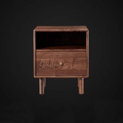 Shabby Black Walnut 1-Drawer Nightstand
