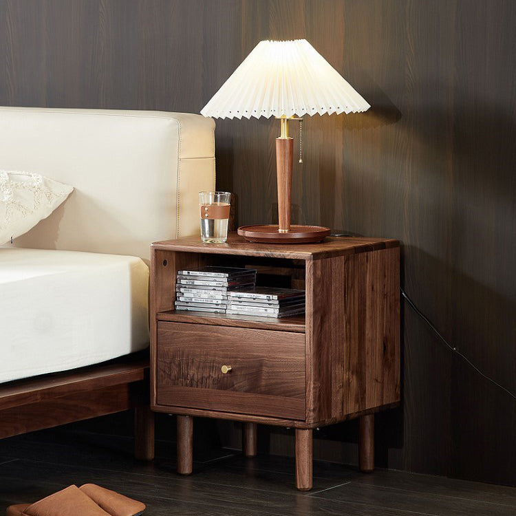 Shabby Black Walnut 1-Drawer Nightstand
