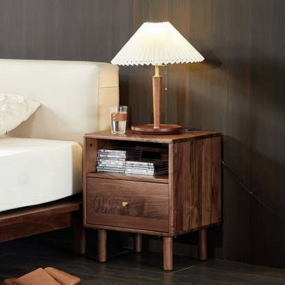 Shabby Black Walnut 1-Drawer Nightstand