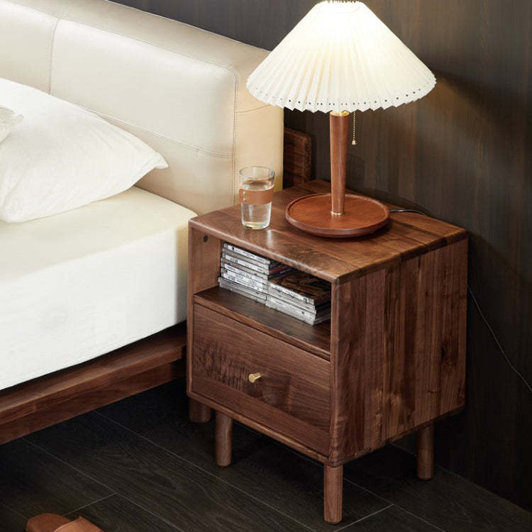 Shabby Black Walnut 1-Drawer Nightstand