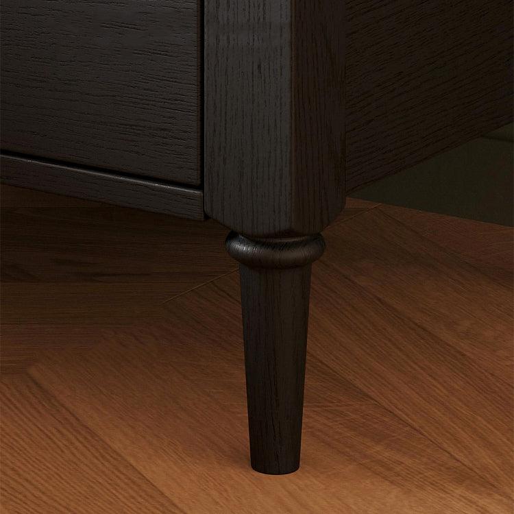 French Ash Wood Metal 2-Drawer Nightstand