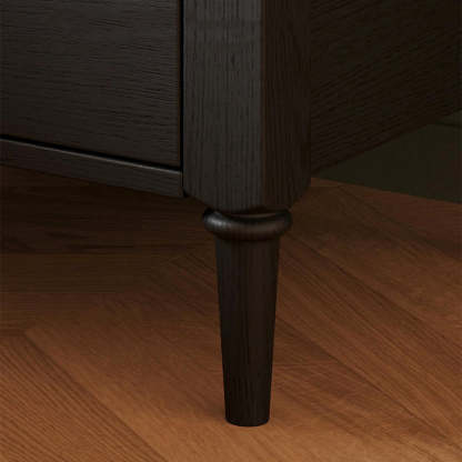 French Ash Wood Metal 2-Drawer Nightstand