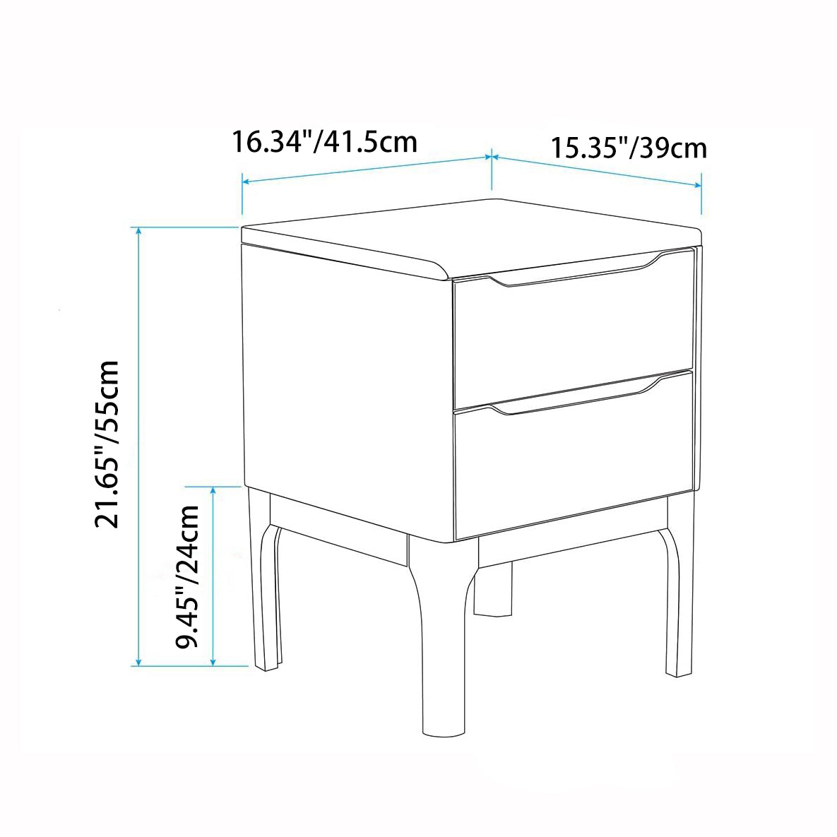 Modern Wood 2-Drawer Nightstand