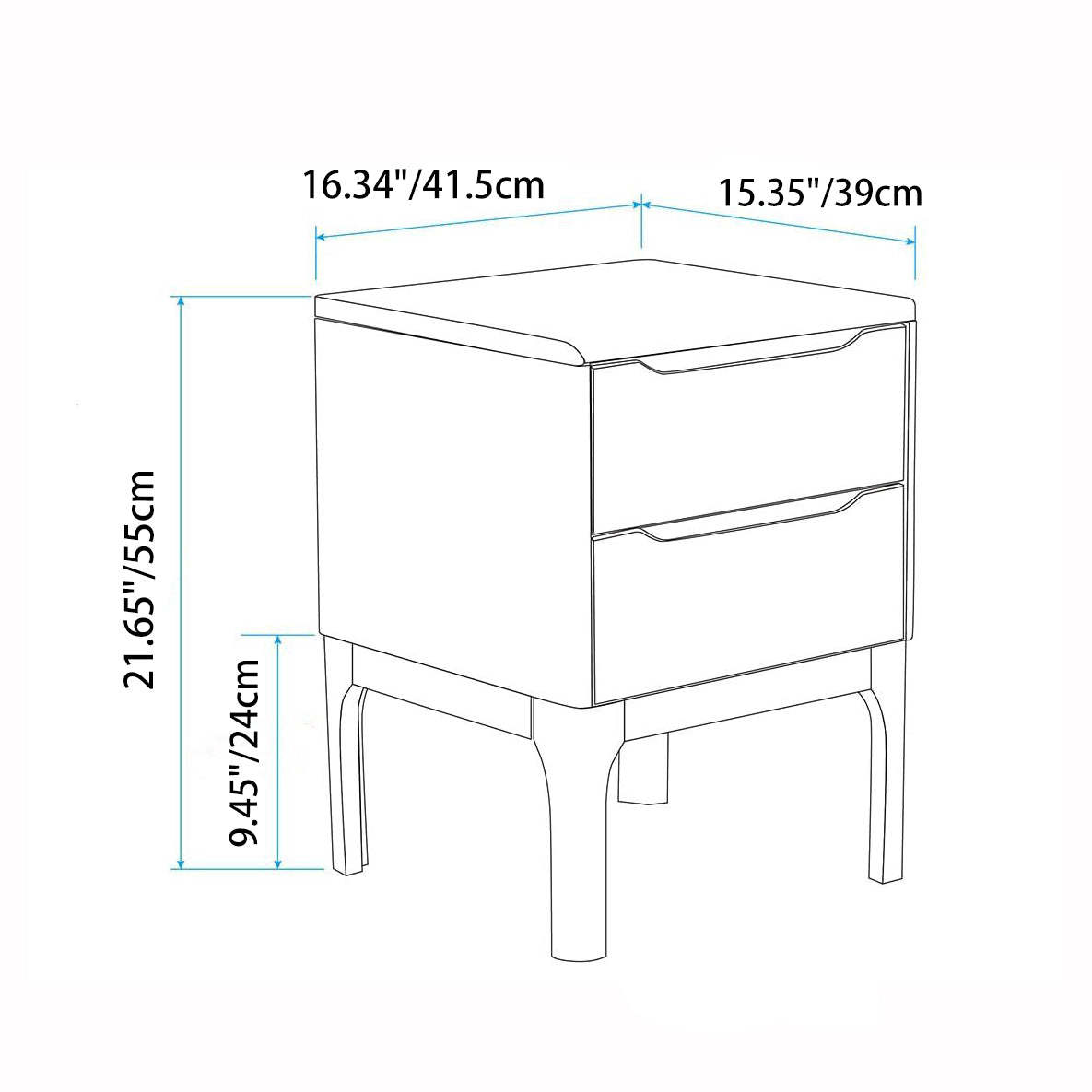 Modern Wood 2-Drawer Nightstand