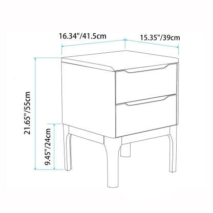 Modern Wood 2-Drawer Nightstand